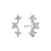 Pompeii3 1/5Ct TW 3-Stone Diamond Crawler Earrings 14k Gold Studs Lab Created 1/3" Tall - 3 of 4
