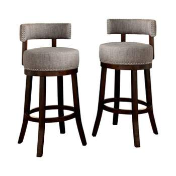 Set of 2 24" Jefferson Counter Height Barstools with Upholstered Seat Dark Oak/Light Gray - HOMES: Inside + Out