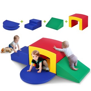 VEVOR Toddler Climbing Toys Indoor, 5 Piece Climb, Crawl and Tunnel Soft Play Equipment, Foam Climbing Toys, Kids Tunnel Maze, Multicolor - 1 of 4