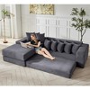Left-Facing L-Shaped Sectional Sofa, Convertible Floor Sleeper Sofa Bed with 8 Pillows & Side Pocket, Corduroy Modular 3-in-1 Sofa, No Assembly - 3 of 4