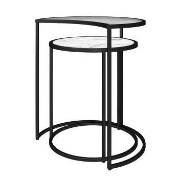 Moon Phases Nesting End Tables White Marble/Glass - Mr. Kate