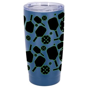 100 North 20 Ounce Stainless Steel On the Go Travel Tumbler With Push Top Lid, Pickleball Paddle Blue - 1 of 4