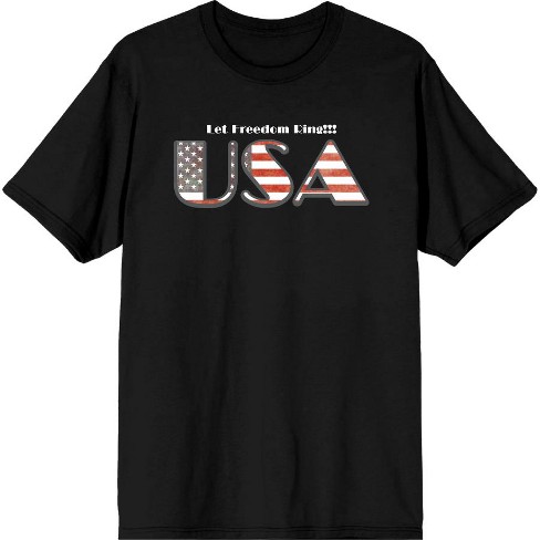 American Usa Flag Letters Black Men's Crew Neck Short Sleeve Tee-xs ...