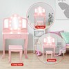 Kids Vanity, Girls' Vanity Table and Chair Set, Girls Makeup Vanity, Kids Makeup Dressing Table, Kids Vanity Desk Set with Mirror, Drawer& Lights - 3 of 4