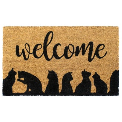 Raj Tufted Cats Silhouette Welcome Doormat Black