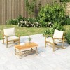 vidaXL Outdoor Garden Patio Chairs with Cream White Cushions - Durable, Lightweight, Bamboo - 2 of 4