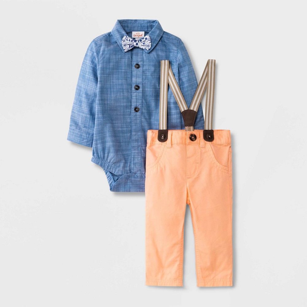 Baby Boys' Chambray Top & Bottom Set - Cat & Jack Blue 18M