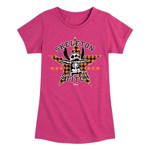 Girls' - Lilo and Stitch - Skeleton Stitch Fitted Short Sleeve Graphic T-Shirt - 1 of 4