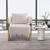 Modern Decorative 2PC Teddy Fleece Upholstered Side Chairs with Gold Metal Legs, Ergonomic Cushion, No Wheels, Suitable for Living Room - 4 of 4