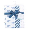Hudson Baby Infant Boy Cotton Muslin Swaddle Blankets, Blue Whales, One Size - 2 of 4