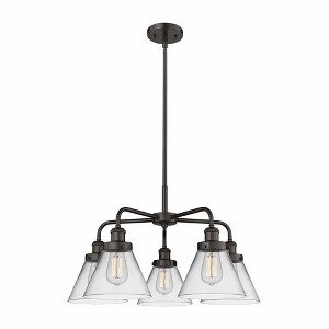 Cone - 5 Light Stem Hung Chandelier In Art Deco Style-15 Inches Tall and 25.75 Inches Wide - 1 of 1
