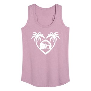 Women's - Instant Message - Palm Trees Heart Scene Graphic Racerback Tank - 1 of 4
