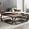 Hommoo 39 Inch Farmhouse 2 Tier Square Coffee Tables Black - image 3 of 4