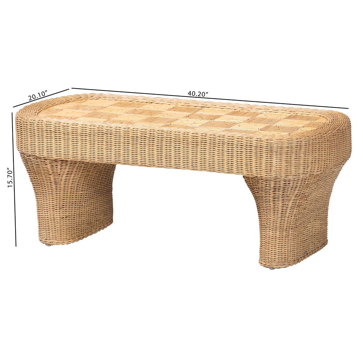 bali & pari 40.2" Irregular Canika Natural Rattan Coffee Table with Handwoven Wicker Brown - thumbnail 7