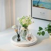 Attop Decorative Tray: White Beaded Round Wood Tray Circle Candle Tray Centerpiece Decor for Bathroom - 2 of 4