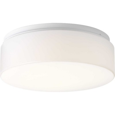 White Glass LED Drum Flush Mount Light