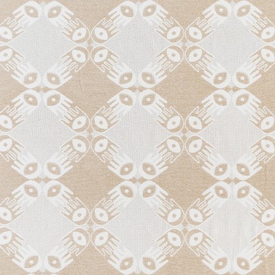 Tan and White Woven Polyester-Acrylic Throw Blanket with Tassels