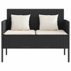 vidaXL Outdoor Poly Rattan Loveseat Bench - Black Patio Seating with Cream Cushions, Under Seat Storage, Powder-Coated Steel Frame - 4 of 4