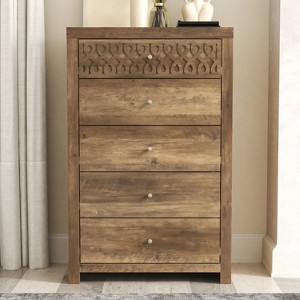 Galano Lavish 5 Drawer 29.6 in. Wide Chest of Drawer in Dusty Gray Oak, Knotty Oak - 1 of 4
