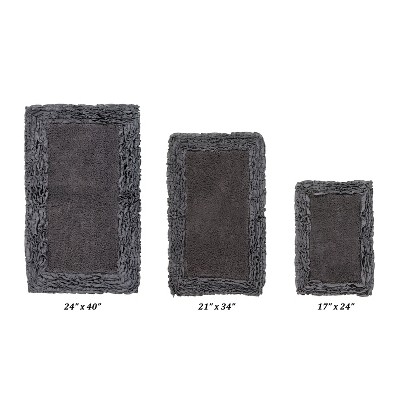 Shaggy Border Collection 3-Piece Bath Rug Set 100% Cotton Tufted Weave Ruffle Border Pattern Bathroom Rug for Machine Washable Bathmat