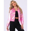INSPIRE CHIC Women's Holographic Shiny Long Sleeve Metallic Zip Front Track Jacket - 2 of 4