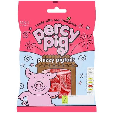 M&S Percy Pig Phizzy Pigtails Candy - 6oz