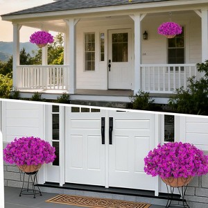 2Pcs Artificial Hanging Geraniums Plant with Brown Basket, 12 Pcs Geraniums Flowers for Christmas, Front Porch, Garden, Patio, Home Decor - 1 of 4