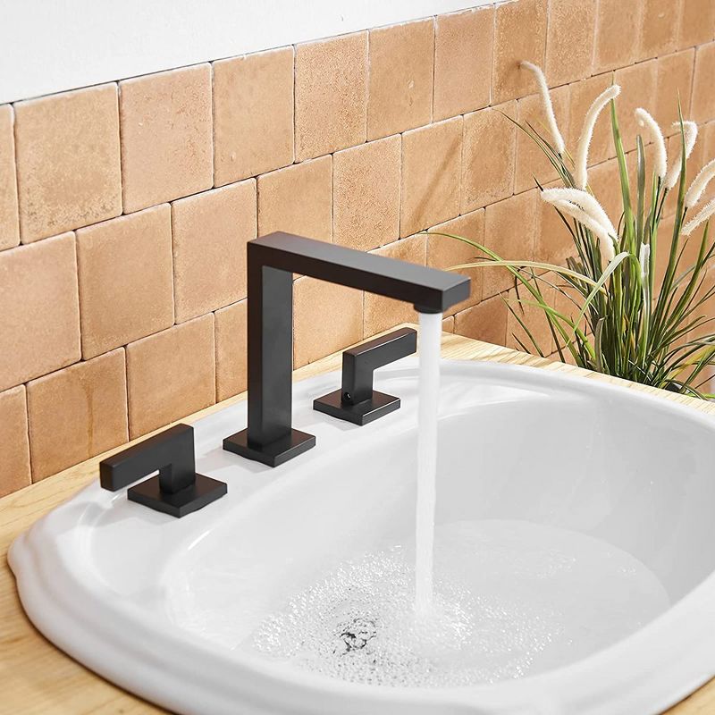 BWE 8 in. Widespread Double Handle Bathroom Faucet With Pop-up Drain Assembly in Matte Black, 4 of 7