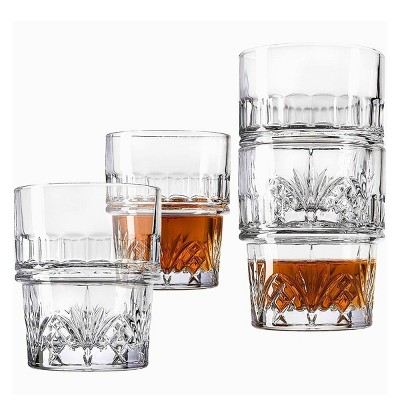 Dublin Clear Crystal Stackable 10oz Whiskey Glass Set