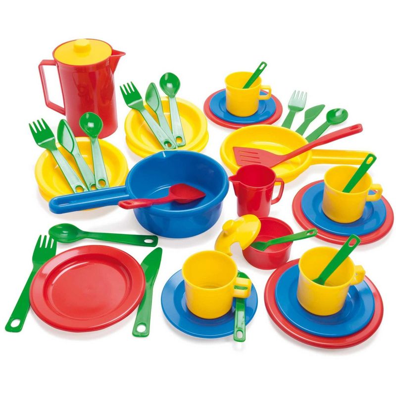 Dantoy Toddler Cookware and Dish Set, Assorted Colors, 42 Pieces, 1 of 5