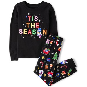 The Children's Place Kids Matching Family Glow In The Dark Christmas Long Sleeve Tis The Season Snug Fit Cotton Pajamas - 1 of 4