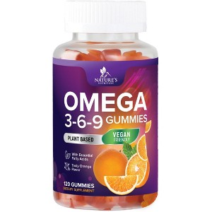 Omega 3 6 9 Vegan Gummies - Triple Strength Omega 3 Supplement Gummy - 369 Heart Support & Brain Support - 120 Gummies By Nature's Nutrition - 1 of 4