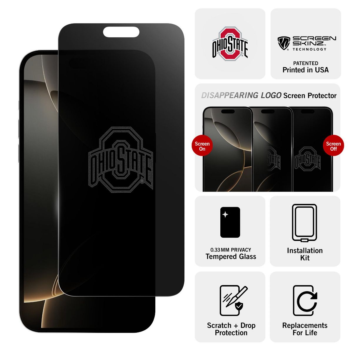 Screen Skinz Ohio State Buckeyes Privacy Screen Protector - thumbnail 3