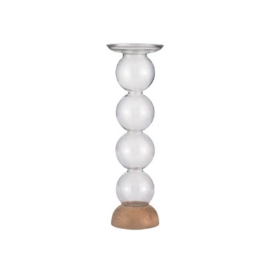 VIP Glass 14.25 in. Clear Orbs Pillar Candle Holder