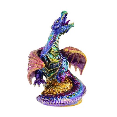 Glitter Lab 6.5 Inch Violet Dragon On Treasure Ornament Hand Painted Embellished Tree Ornaments