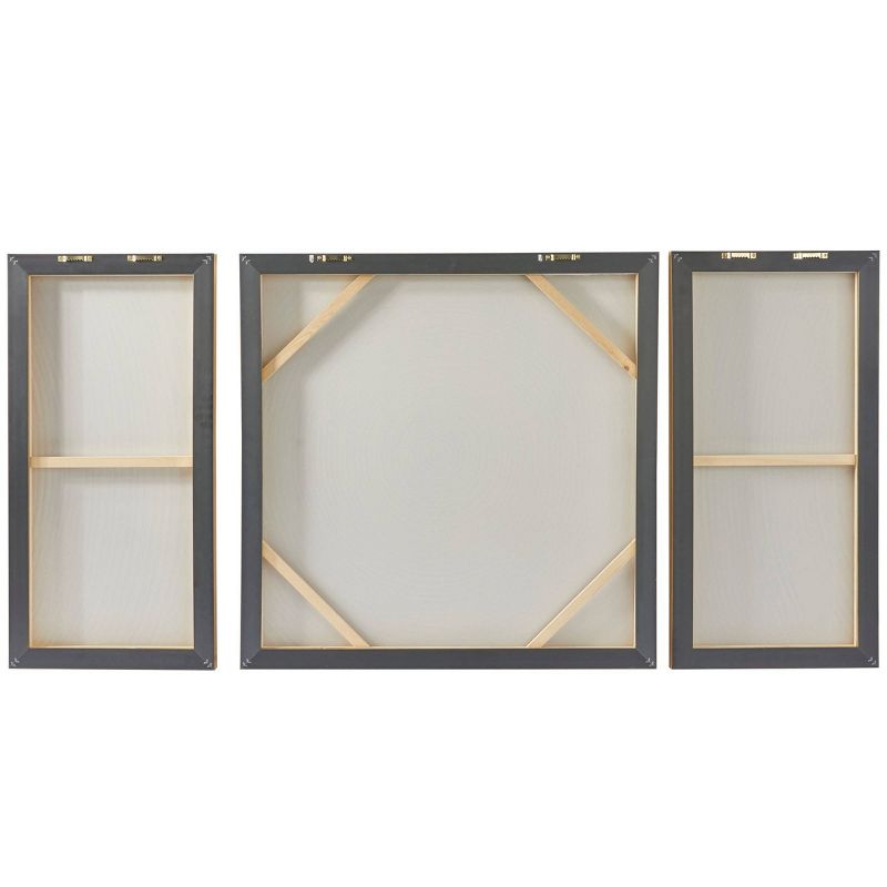 Set of 3 Canvas Starburst Ripple Framed Wall Arts with Gold Frames Gold - Olivia &#38; May, 5 of 6