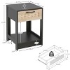 Natural Rattan Nightstand, Bed Side Table with Drawer, Wooden End Table, Rattan Chest of Drawer with Retro Handle for Living Room, Bedroom - 4 of 4