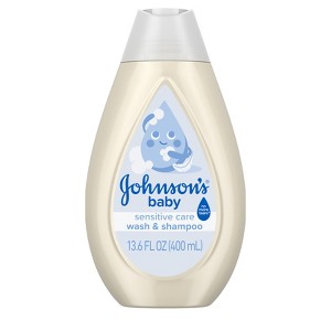 Johnson's Sensitive Care Baby 2-in-1 Body Wash & Shampoo - Lightly Scented - 13.5 fl oz - 1 of 4