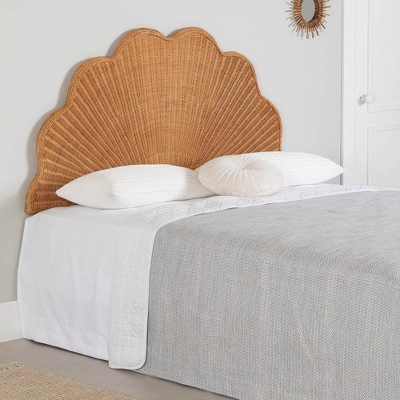 Natural Wicker Queen Wall-Mounted Seashell Headboard