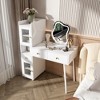VYNXARIA Vanity Dressing Table with Storage - White Makeup Desk Featuring 3 Drawers, 2 Open Shelves & 4 Hidden Cabinets - 2 of 4