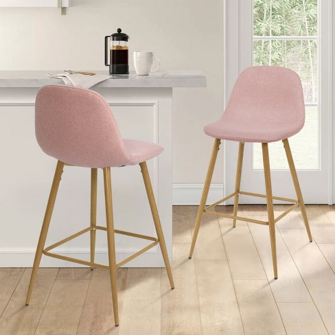 26 Spoon Blush Upholstered Counter Stools Metal Leg set Of 2 maison Boucle Target