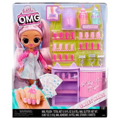 L.O.L. Surprise! OMG Sweet Nails - Kitty K Cafe with 15 Surprises, Including Real Nail Polish, Press on Nails, Sticker Sheets, Glitter, 1 Fashion Doll_1