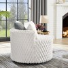 Roundhill Furniture Malna Plush 3D Upholstered Barrel Accent Chair with Wheels, Off-white - 3 of 4