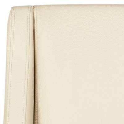Cream Upholstered Leather Parsons Side Chair with Wood Legs