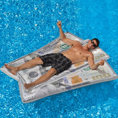Swimline 84" Inflatable Benjamin Franklin Money Lounge Pool Float - White
