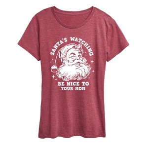 Women's - Instant Message - Santas Watching Be Nice To Mom Short Sleeve Graphic T-Shirt - 1 of 4