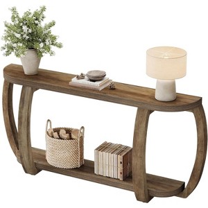 Lantine 63-Inch Long Wooden Console Table with Curved Legs, Farmhouse Sofa Entryway Table for Living Room, Hallway, Entrance - 1 of 4