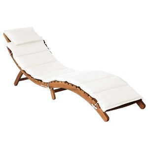 vidaXL Sun Lounger with Cushion Solid Acacia Wood Cream - 1 of 1