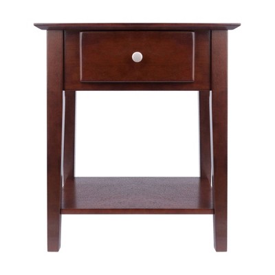 Walnut Transitional 1-Drawer Nightstand with Shelf
