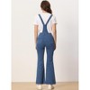 Allegra K Women's Casual Denim V Neck Zip Up Bell Bottom Jeans Jumpsuits - 3 of 4